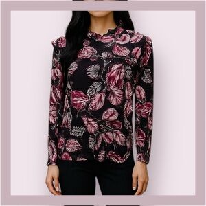 Karl Lagerfeld Ruffle Long Sleeve Floral Blouse